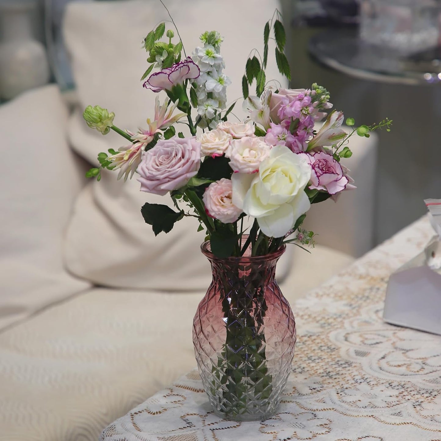 Vase for Flowers Small Glass Vases for Home Decor Table Centerpieces Living Room Bedroom Bookshelf Kitchen Modern Office Wedding Decoration Vintage Flower Vases Red White
